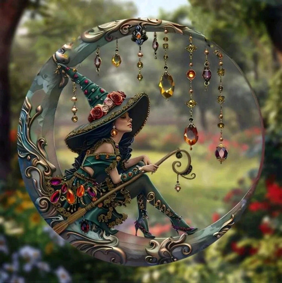 Enamel printed witch cottage core sun catcher dial gemstone hat women's decor - Picture 6 of 7